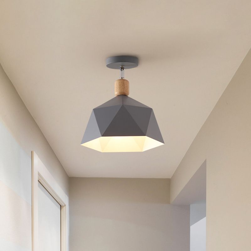 Luz de montaje en techo hexagonal de Metal, Macaron ajustable, 1 cabezal, luz de techo de montaje semiempotrado gris/blanco/verde para pasillo