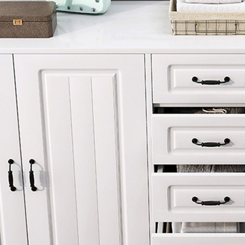 White Storage Chest Modern Style Wooden Storage Chest Dresser with Drawers and Doors