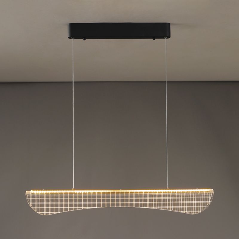 Modern Pendant Light Transparent Island Lighting Metal 1 Light Island Light Fixture in Black