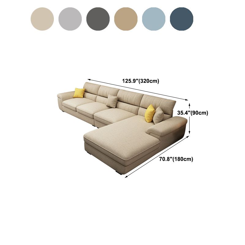 Nordic Stationary Living Room Recessed Arm Cushions Sofa Chaise
