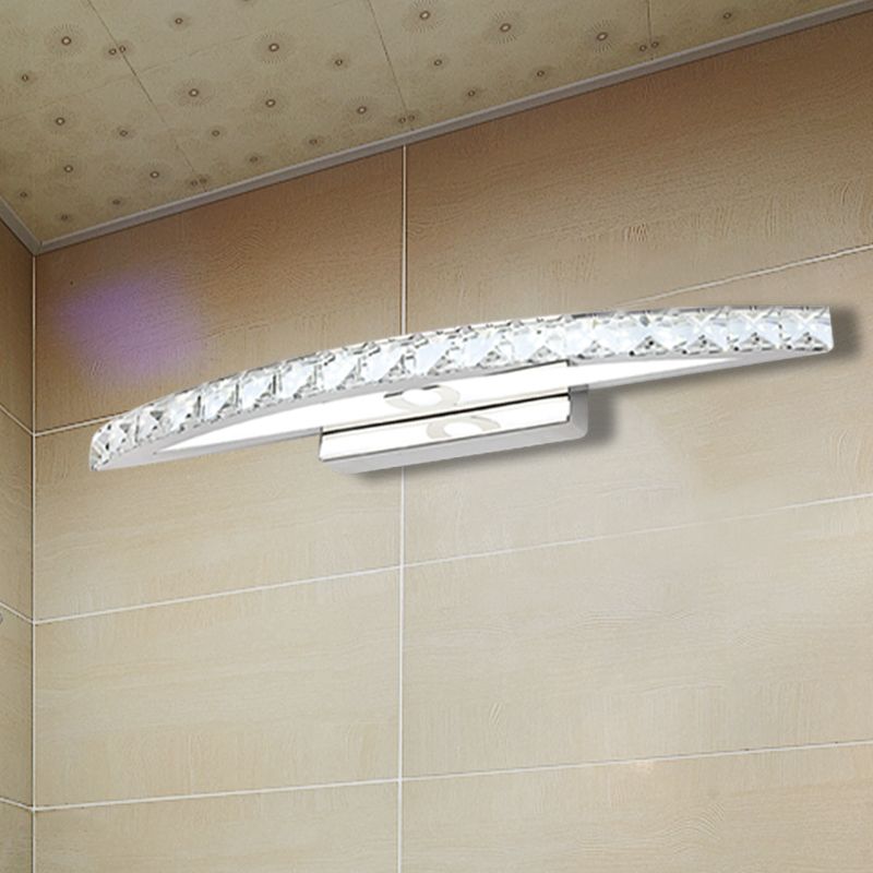 Curved Vanity Lighting Modern Style Clear/Champagne Crystal 17"/21" W LED Wall Mounted Lamp, Warm/White Light