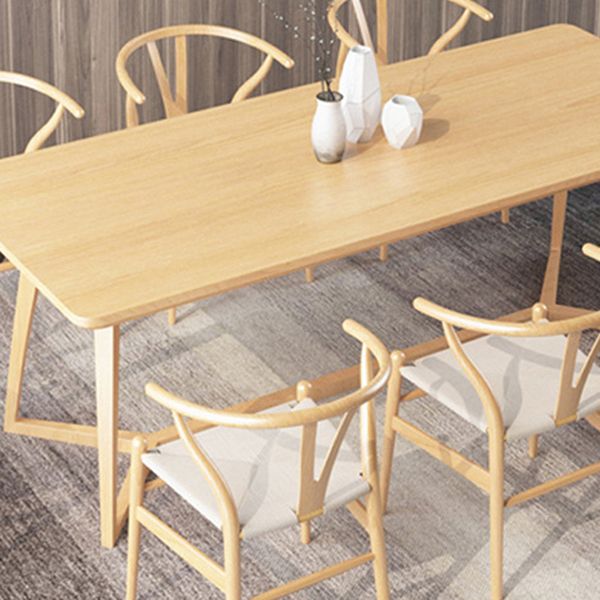Solid Wood Top Dining Table Rectangle Table with Trestle Base