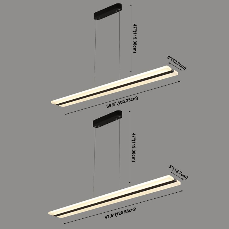 Black Island Lighting Fixtures Modern Style LED Hanging Lamp for Dining Room