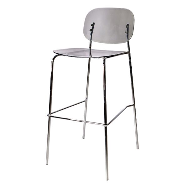 Modern Silver Base Counter Stool Rectangle Acrylic Footrest Counter-height Stool
