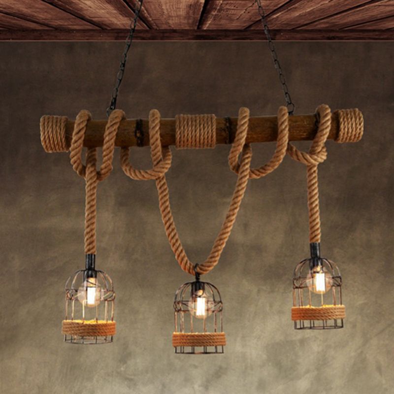 Rope Island Pendant Industrial Style Island Light Fixtures for Living Room