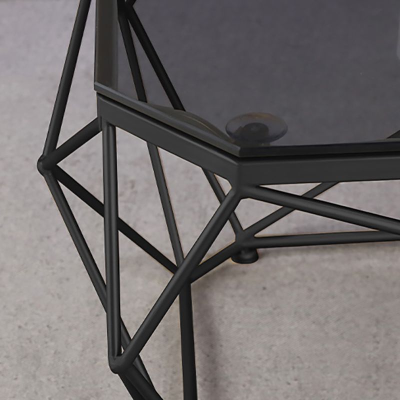 Modern Frame Coffee Table Rectangular Glass Top Coffee Cocktail Table for Living Room