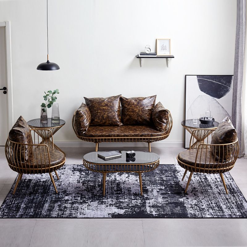Scandinavian Golden Frame Sofa with Pillow Back Cushion for Living Room