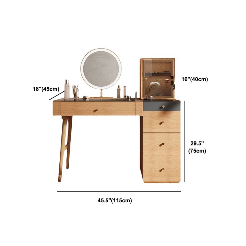 Scandinavian Makeup Vanity Table with Mirror and Stool for Bedroom