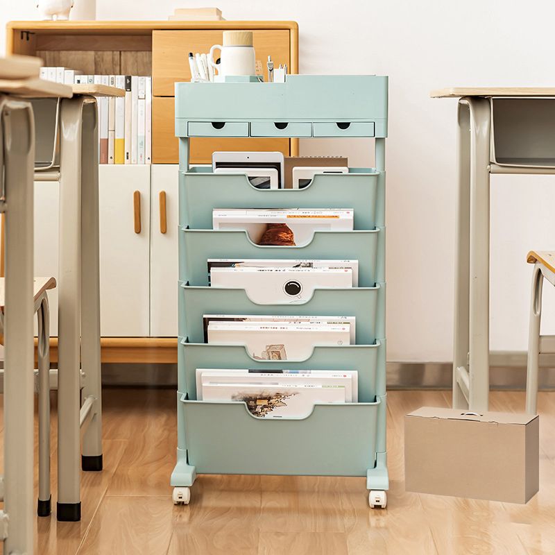 Contemporary Plastic Bookcase Standard Open Back Bookshelf for Office