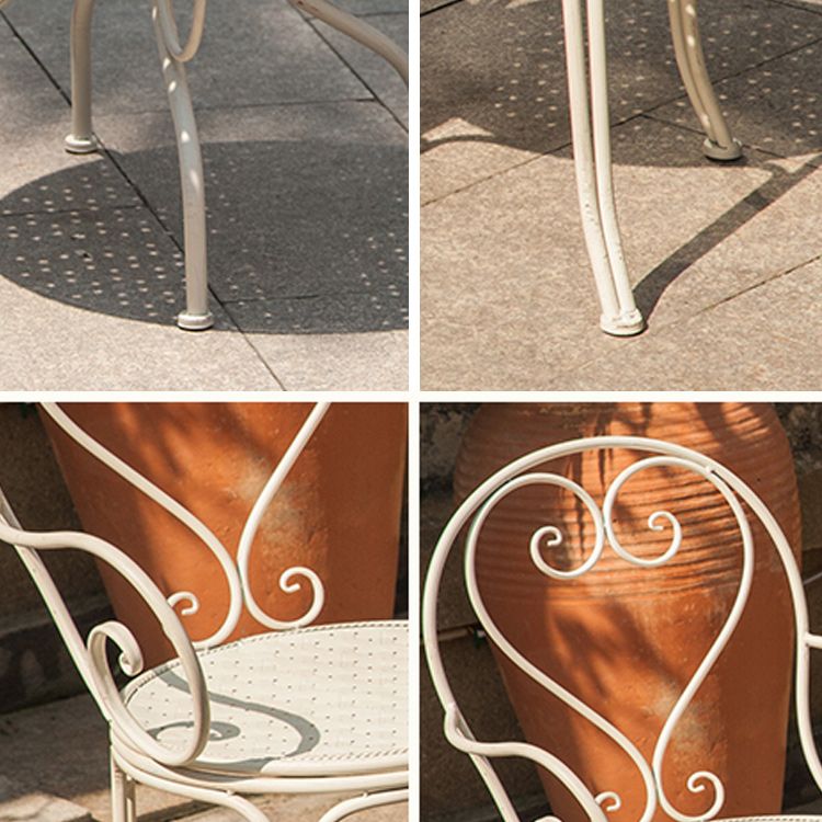 Contemporary Open Back Patio Arm Chair in Iron Frame Set of 2