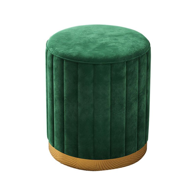 Glam Pouf Ottoman Velvet Upholstered Solid Color Cylinder Shape Ottoman