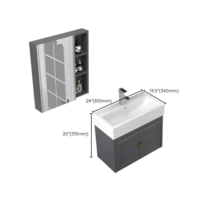 Modern Single Bath Vanity Wall Mount Ceramic Top Bathroom Vanity