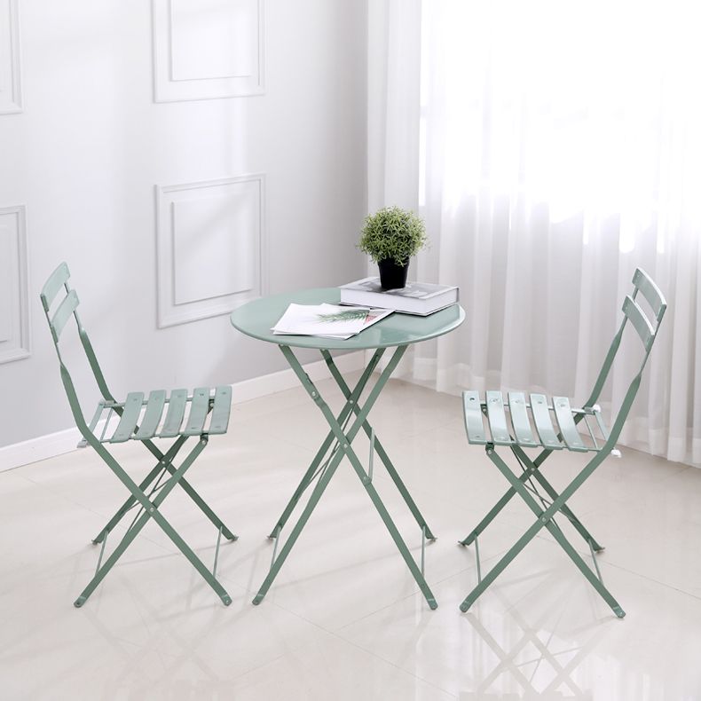 Boho Style Dining Set Metal Round 3 Pieces Patio Dining Table Set