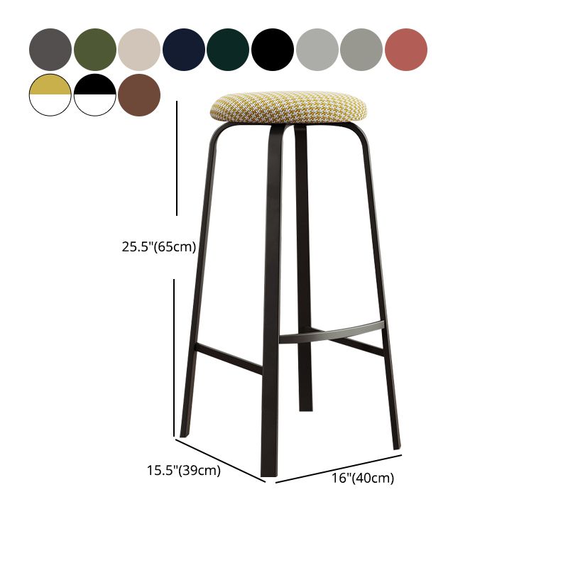 Contemporary Matte Finish Upholstered Stool Footrest Iron Bar Stool