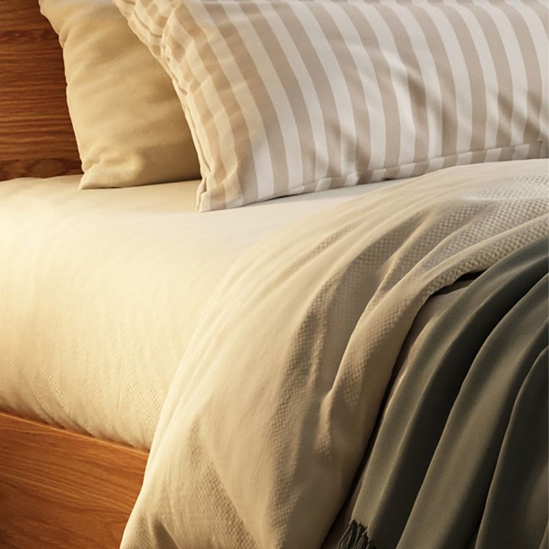 Natural Oak Wood Platform Bed,Cal King Platform Bed Frame with Bedside