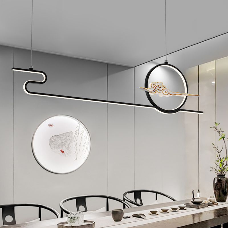 Contemporary Linear Pendant Lighting Fixtures Metal 2 Light Island Light Fixtures