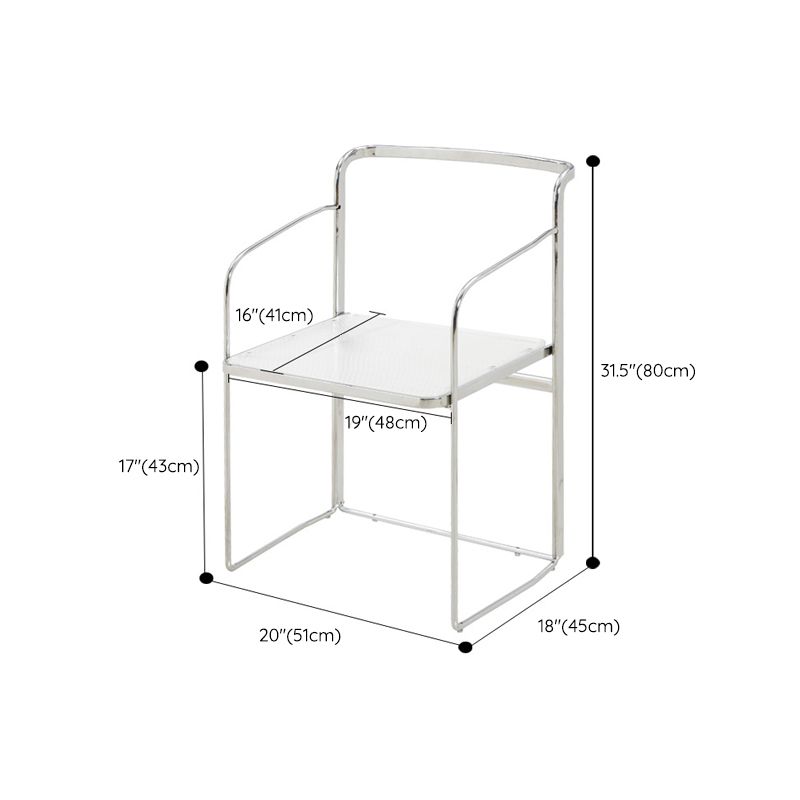 Metal Kitchen Dining Chairs Open Back Dining Side Chair in Silver