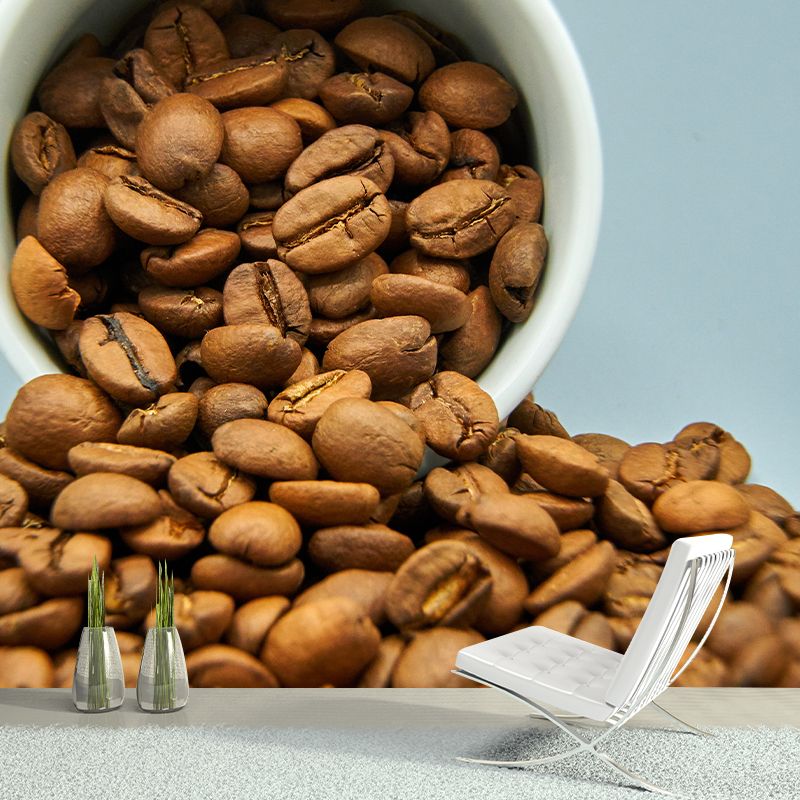 Contemporary Cafe Decoration Coffee Beans Wall Paper Murals, Made to Measure