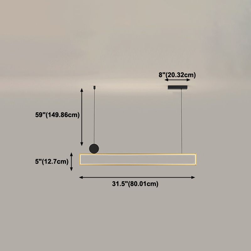 Rechteck Form Island Lichter moderne Metallinselbeleuchtung in Gold