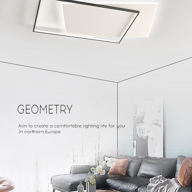 Plafonnier carré encastré moderne en acrylique pour chambre à coucher, luminaire LED encastré en noir et blanc