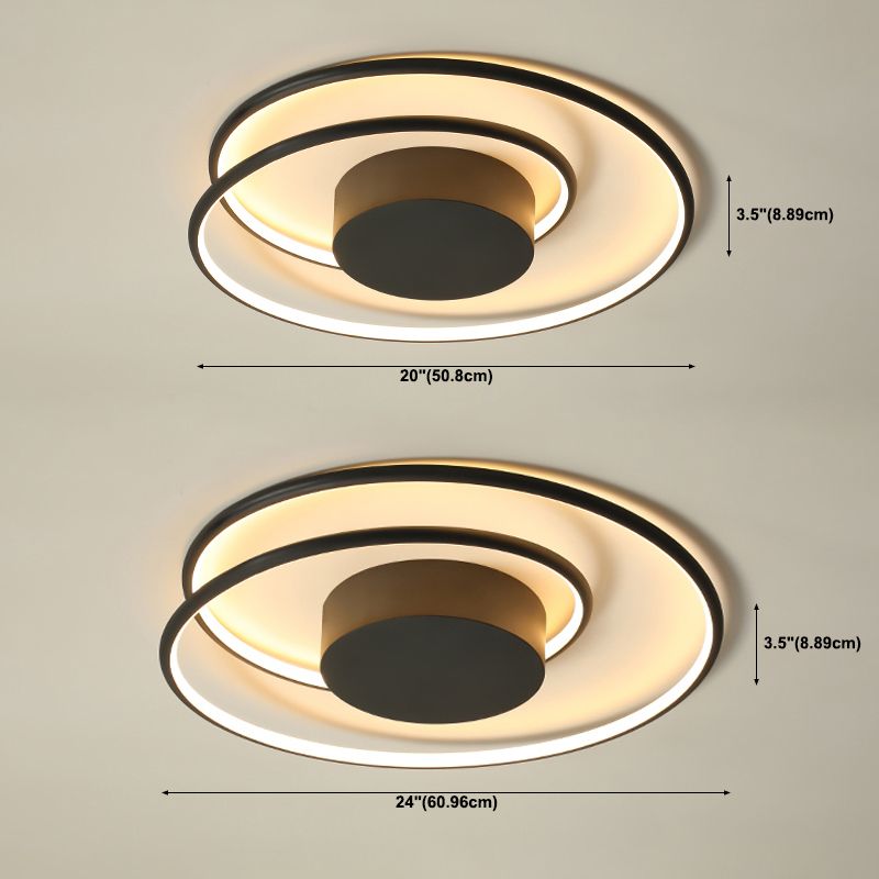 Line Shape LED Ceiling Lamp Modern Aluminium 1 Light Flush Mount for Study Bedroom
