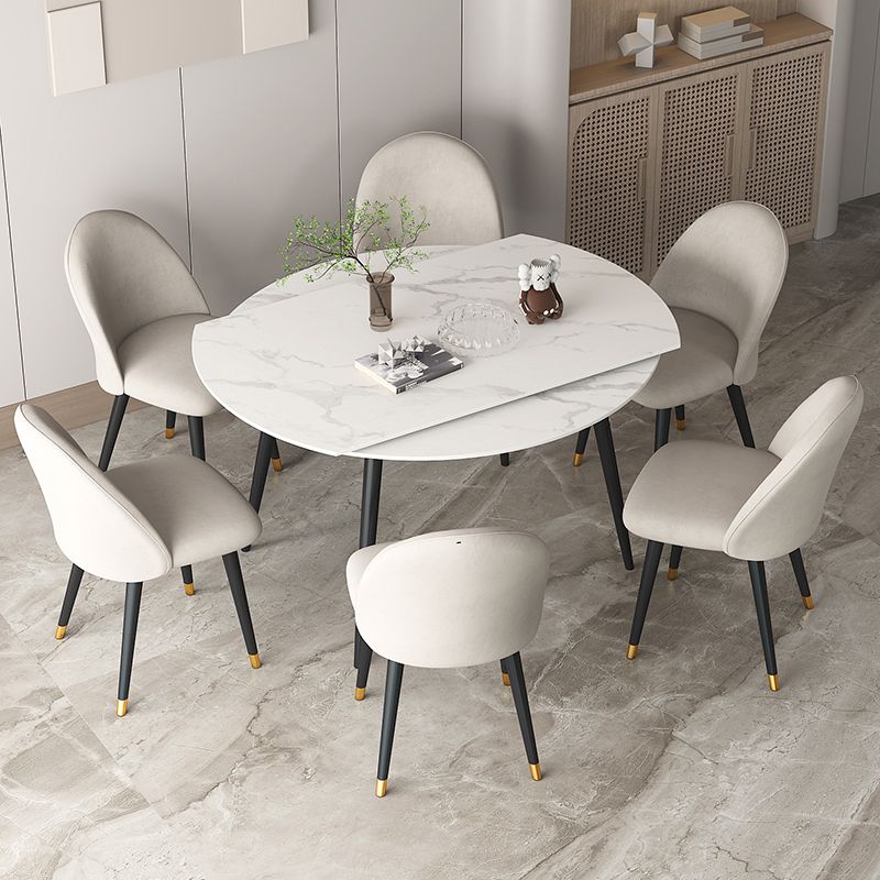 Standard Sintered Stone Top Dining Room Set with 4 Black Metallic Legs for Dining Furniture