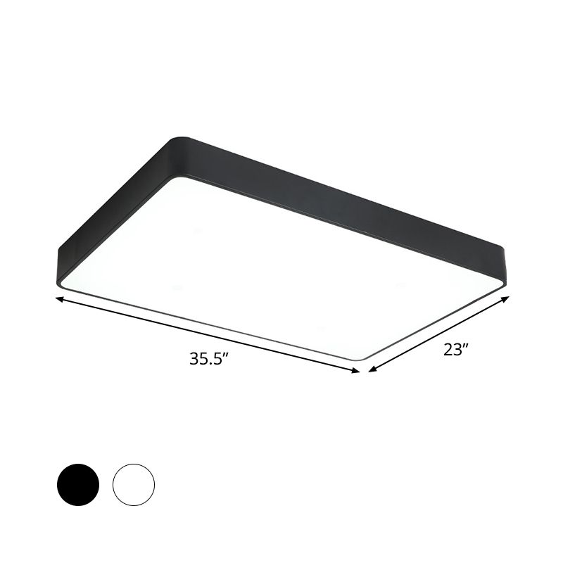 Plafoniera da incasso a LED rettangolare in ferro nero/bianco con montaggio a incasso Simplicity con diffusore in acrilico