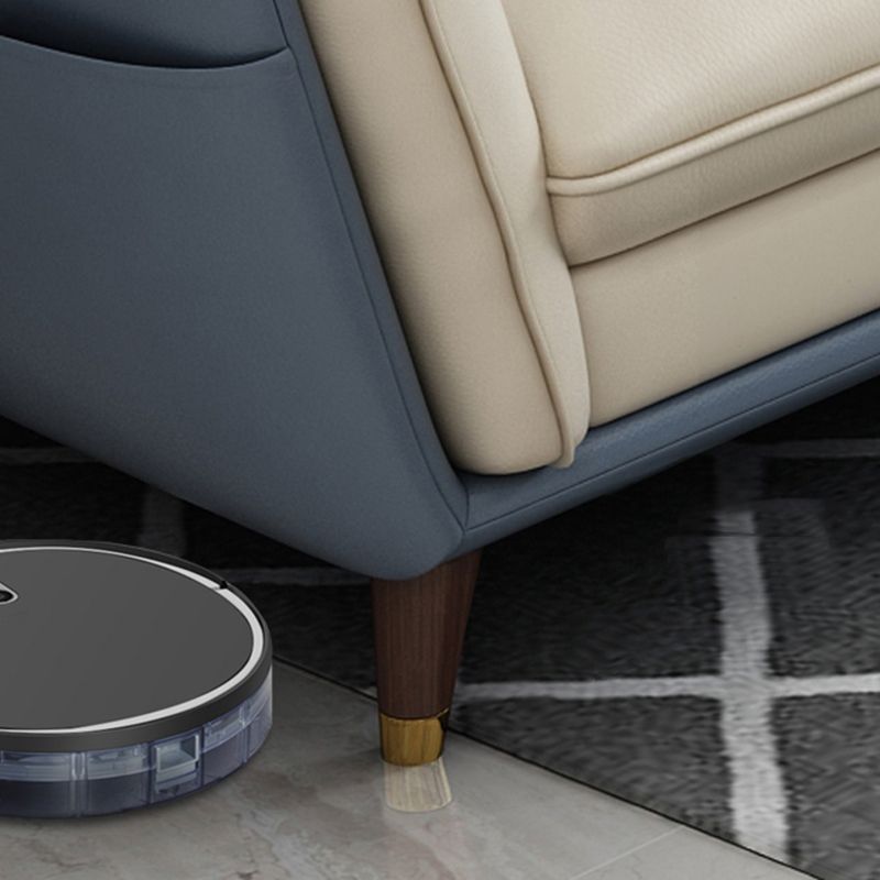 Leather Pillow Top Arm Sofa 37.4"High Cushion Back Sectional Sofa with Storage