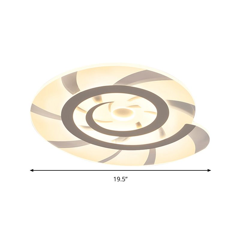 Acrylique Snail Shell Ceiling Light Animal LED Flushmount Light in White for Kid Bedroom
