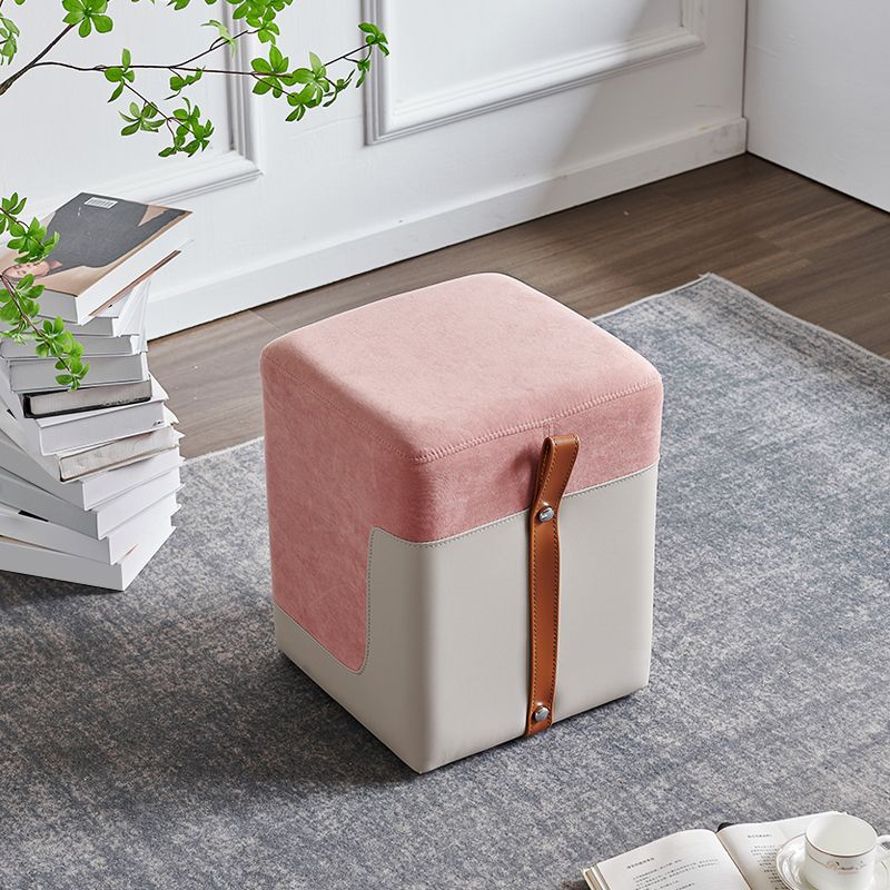 Colorblock Flannel Pouf Modern Simple Square Upholstered Ottoman