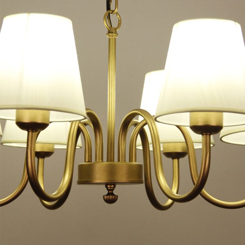 Traditional Style Chandelier Light Fabric Shade Lighting Fixture for Living Room