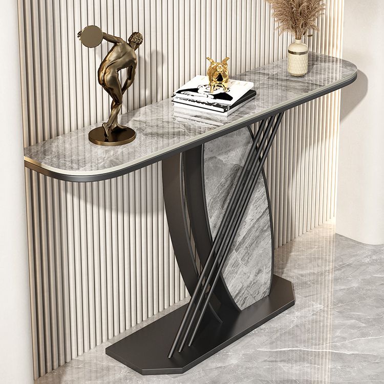 Contemporary Half Moon Console Accent Table Antique Finish Sofa Console Table