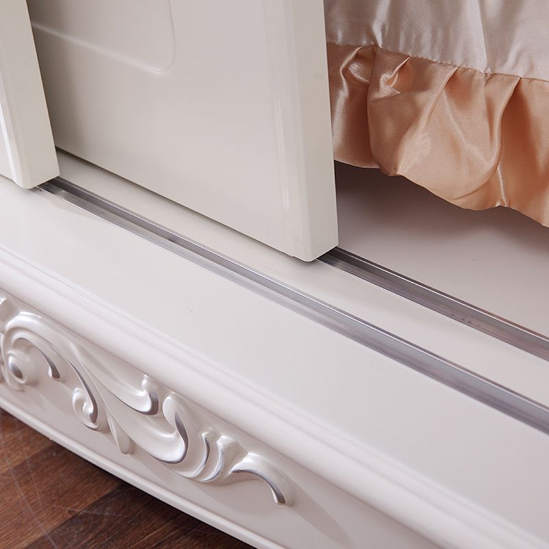 Traditional Wardrobe Armoire White Wooden Wardrobe Cabinet with Legs