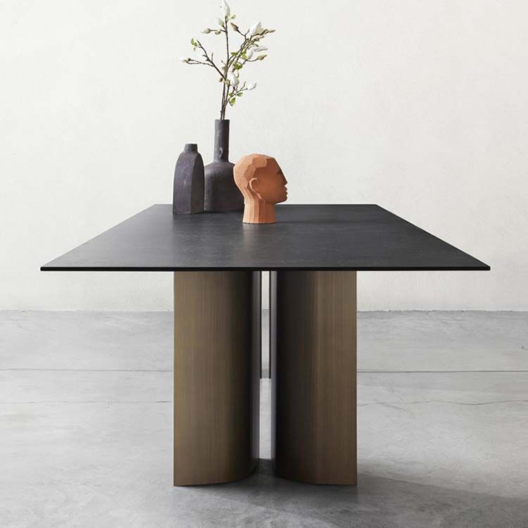 Industrial Style Sintered Stone Dining Table Rectangle Dining Table for Kitchen