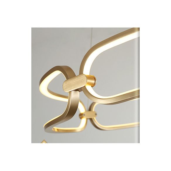 Luz de araña colgante de círculo Minimalismo de la sala de estar de metal Led colgante en oro