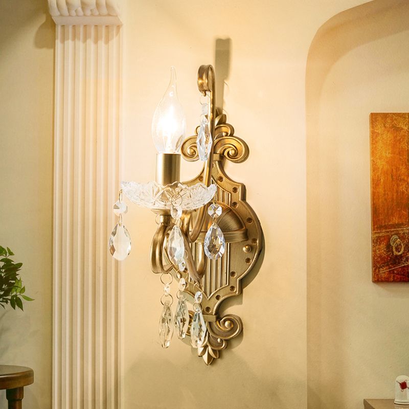 Luz de pared de latón anticipada Amplio de pared de vela de cristal tradicional con brazo de desplazamiento