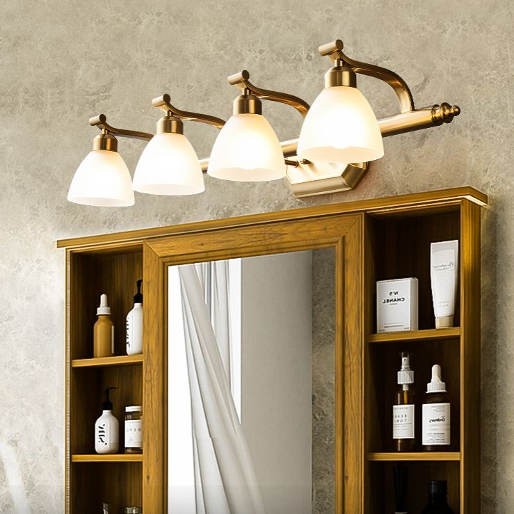 Modern Wall Mounted Light Fixture Bronze Conical Sconce Light Fixture with Glass Shade