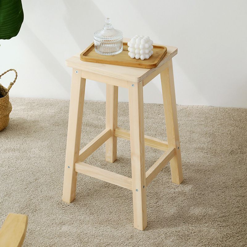 Tabourets de comptoir naturels industriels Tabourets de bar sans bras en bois avec siège carré