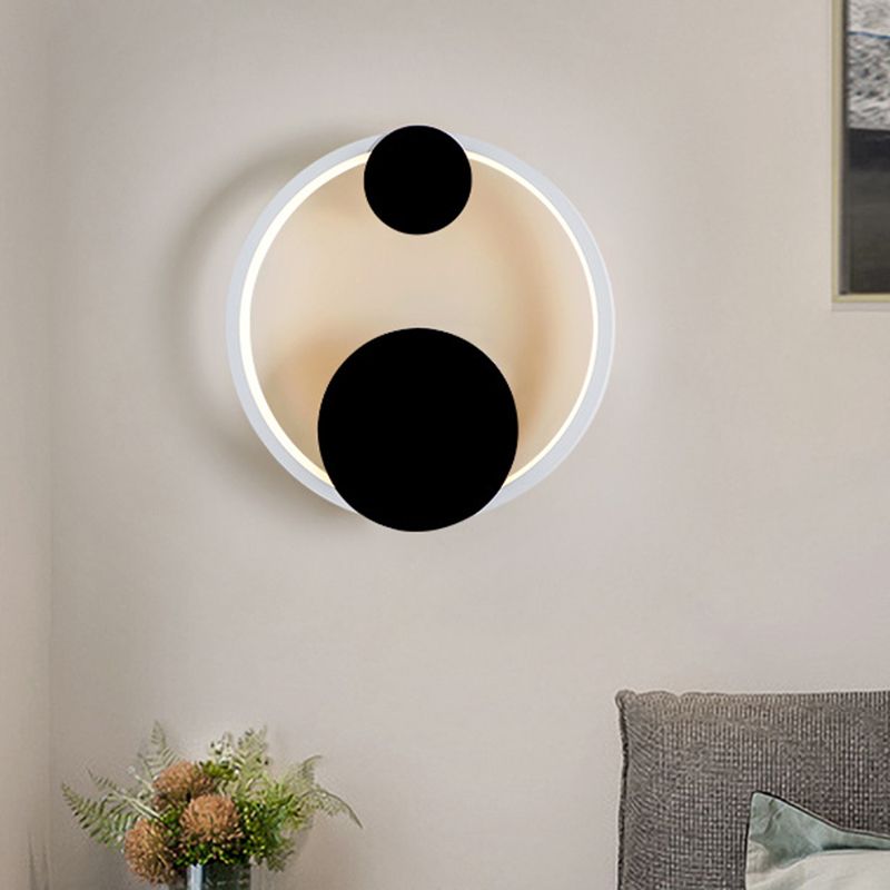 Halo Shape Acrylique Mur Mound Light Modern Black and White LED LED LED MUR LAMPE MURS EN BLANC / CHAUX LUMIÈRE POUR LE COURDIDE