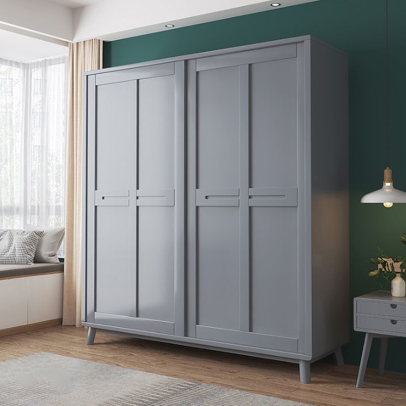 Traditional Rubberwood Solid Wood Frame Wardrobe Freestanding Wardrobe with Legs