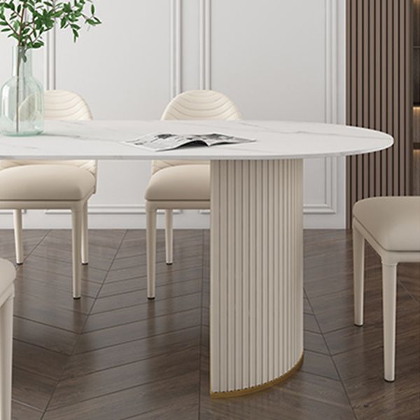 Metal Traditional Luxury Freeform Table Sintered Stone Table with Double Pedestal