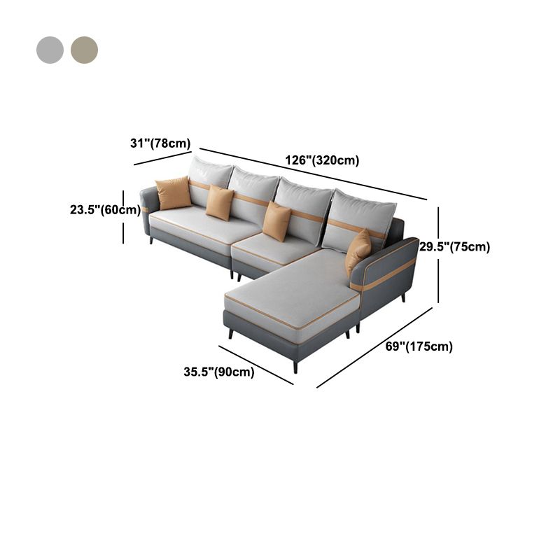 L-shape 4-seat 29.52" H Sectional Modern Flared Arm Sectional