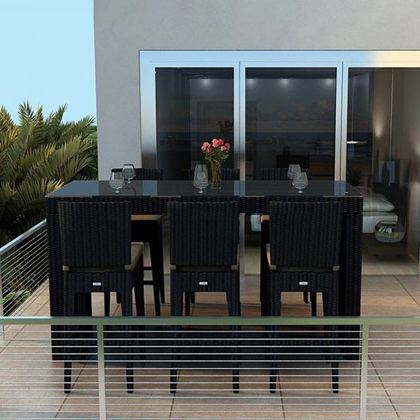 Modern Black Bistro Table Set 1/2/5/7 Pcs Wicker Bistro Set for Outdoor