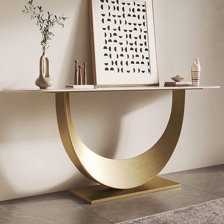 Glam Console Table Antique Finish Sofa Console Table in Stone