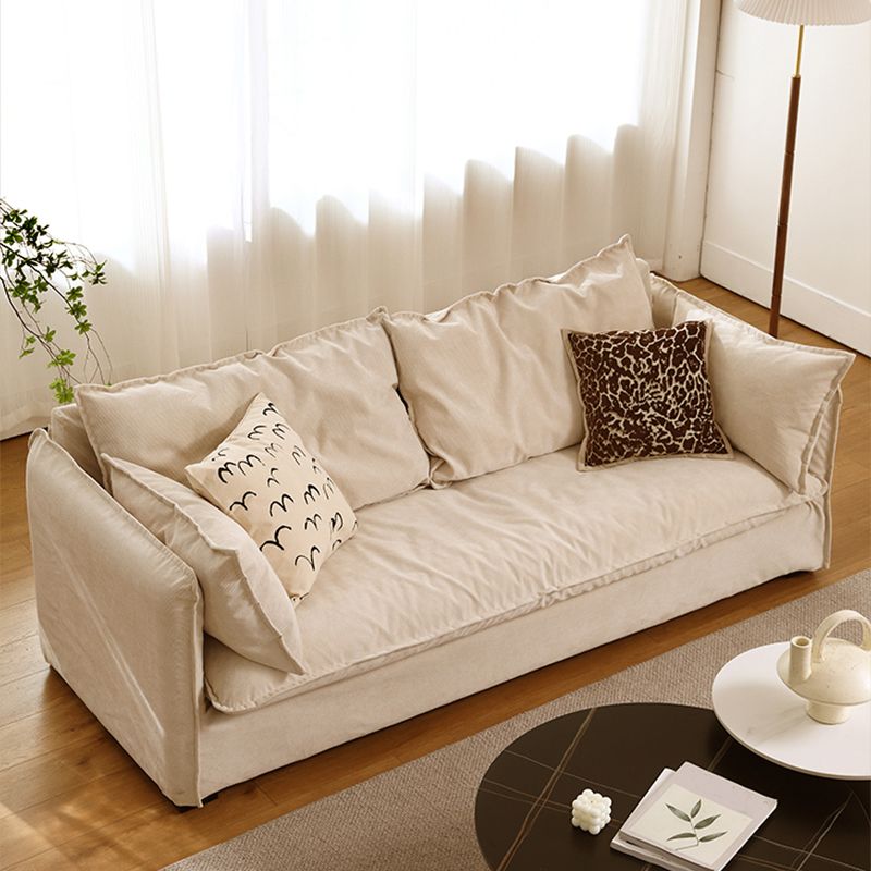 Loose Back Linen Square Arm Sofa with Slipcovered for Apartment and Living Room