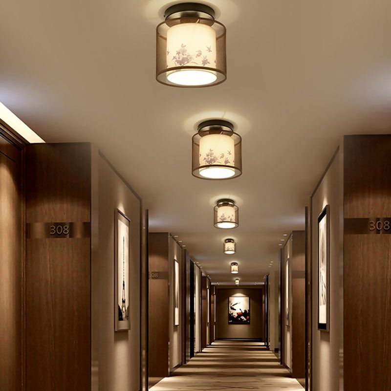 8 lange stoffen plafondlampen Chinese stijl inbouwverlichtingsarmaturen voor woonkamer