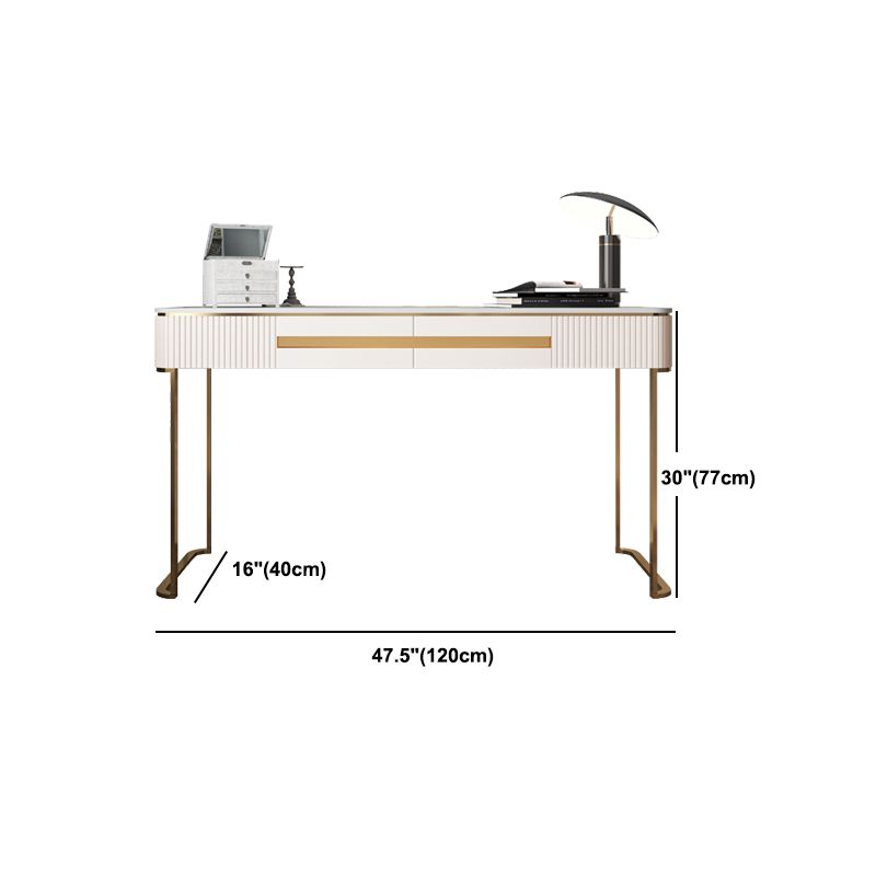Metal Makeup Dressing Table Luxurious Stone Top Vanity Stool Set