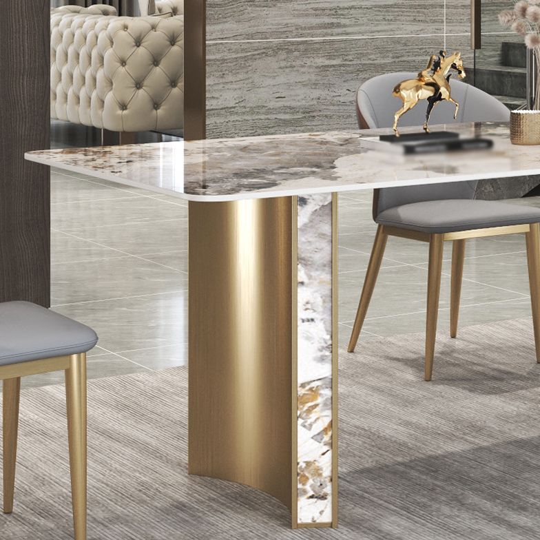 Luxury 1/3/4/5/7 Pieces Dining Set Sintered Stone Top Dining Table with Leather Chairs