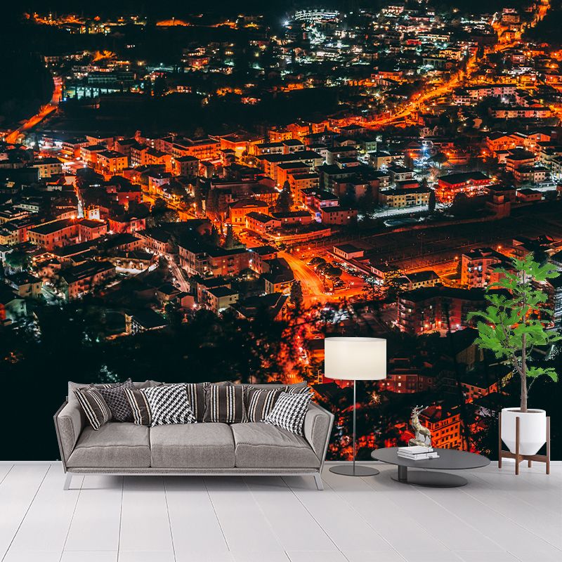 Modern Photography Mural Wallpaper City Night Scene Sitting Room Wall Mural