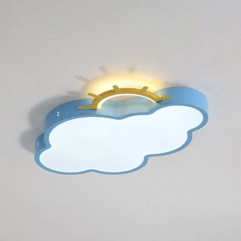 Metal Cloud Shade Flush Ceiling Light Kid Style 2 Lights Flush Mount Fixture